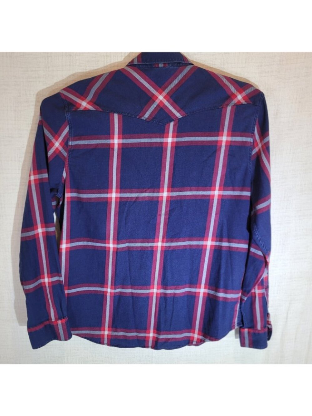 Lucky Brand Button Up Shirt Mens XL Blue Plaid Slim Fit Saturday Stretch - Picture 5 of 9